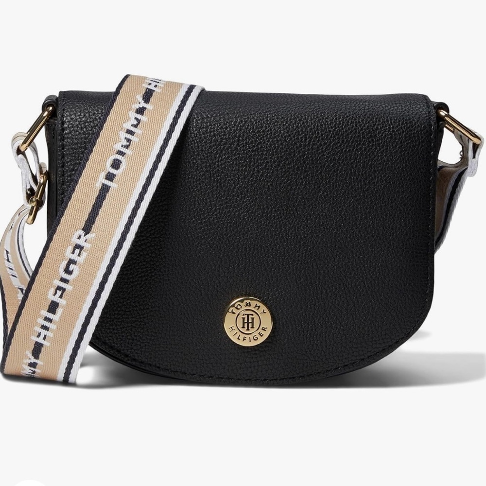 Tommy Hilfiger Sylvie Li Flap Crossbody-Black MSRP $98